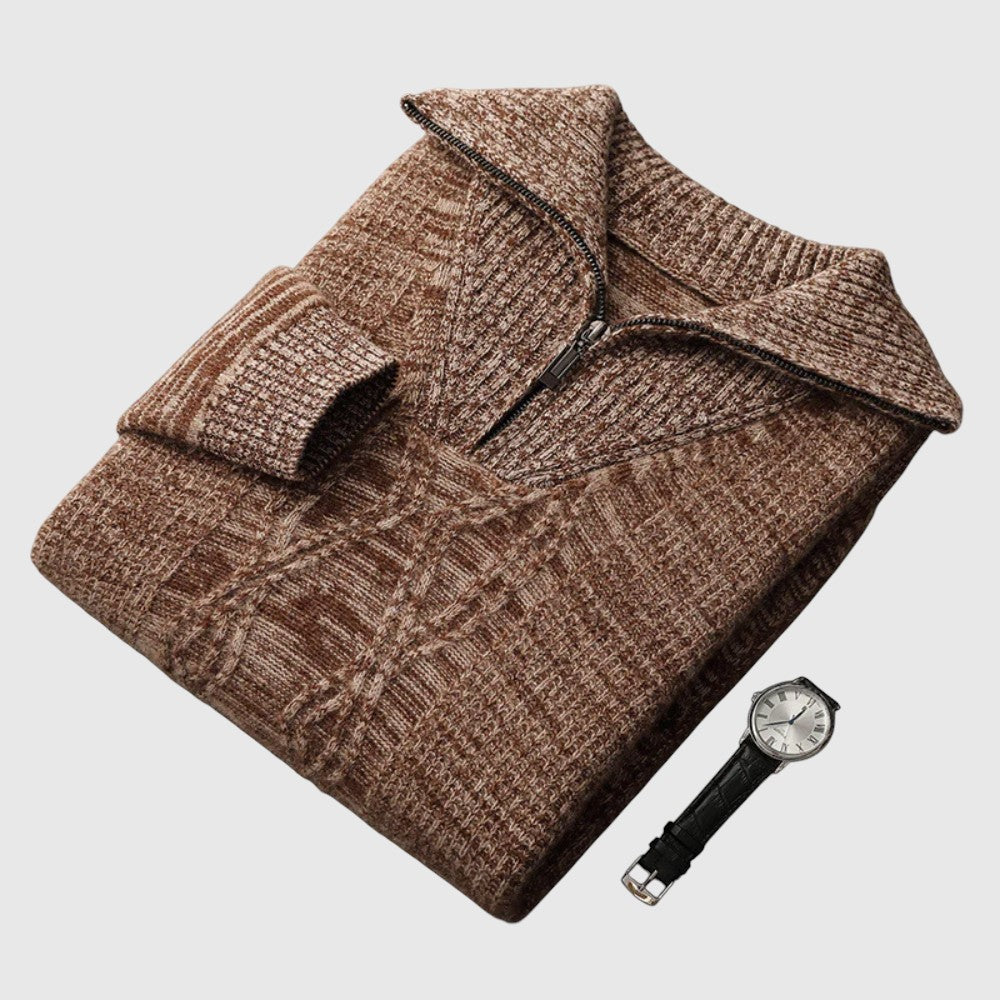 Farkas | Merinógyapjú cipzáros ferfi pulóver