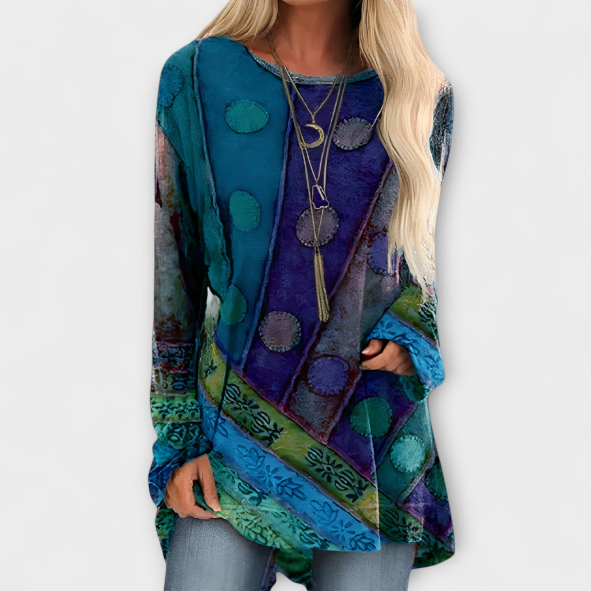 Virág | Etnikai mintás kényelmes blúz