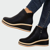 Panna | Fekete platforms bőrcipő nőknek