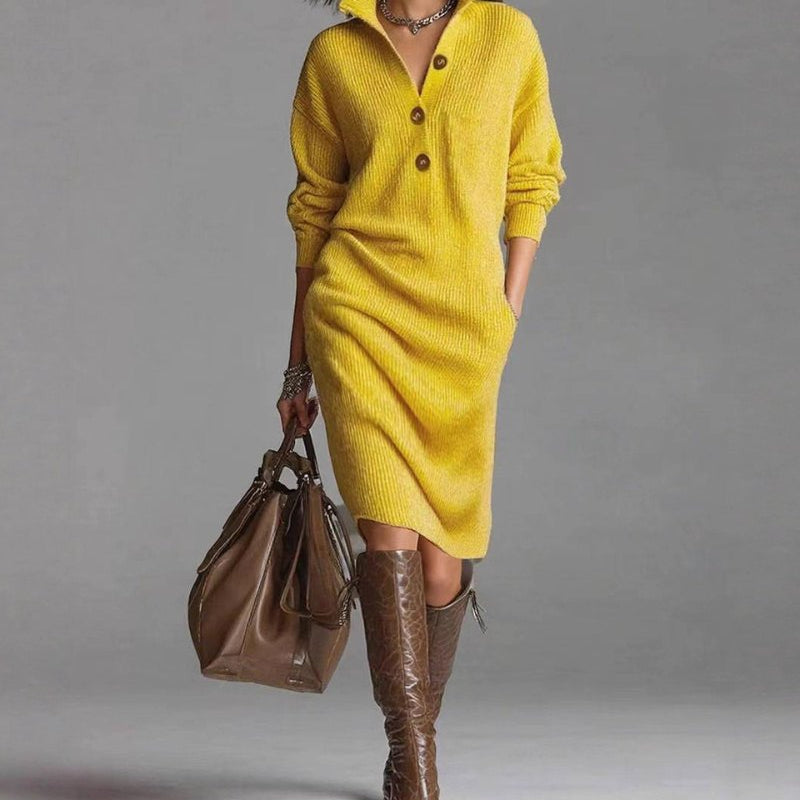 Caroline | Elegáns teli ruha gombokkal