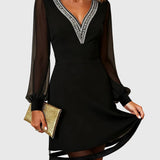 Lilla | Elegáns V-nyakú, karcsúsító ruha