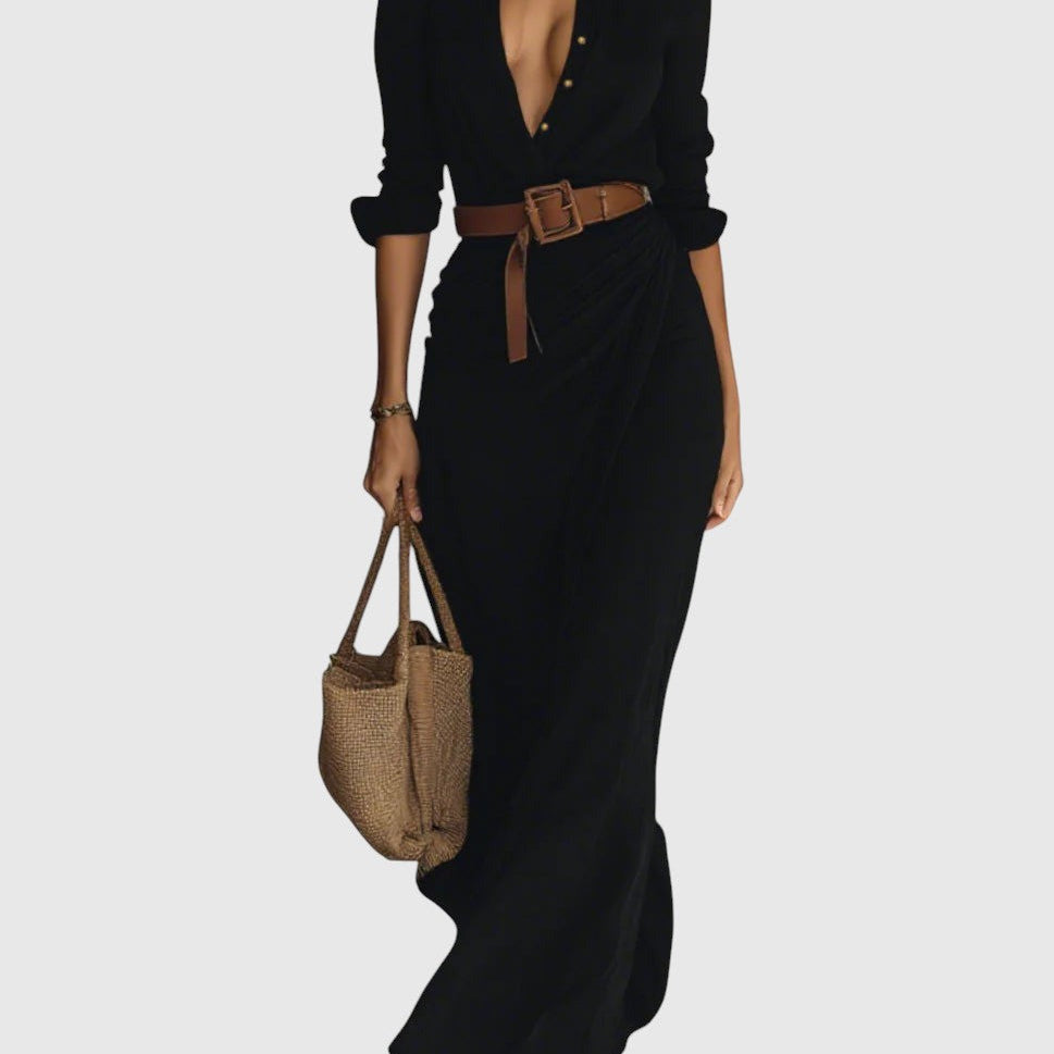 Clara | Elegáns hosszú ruha övvel