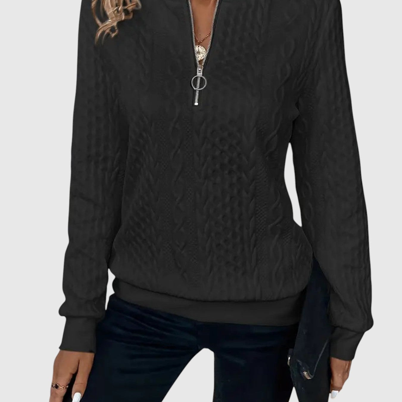 Amalie | Kötött elegáns cipzárral pulóver