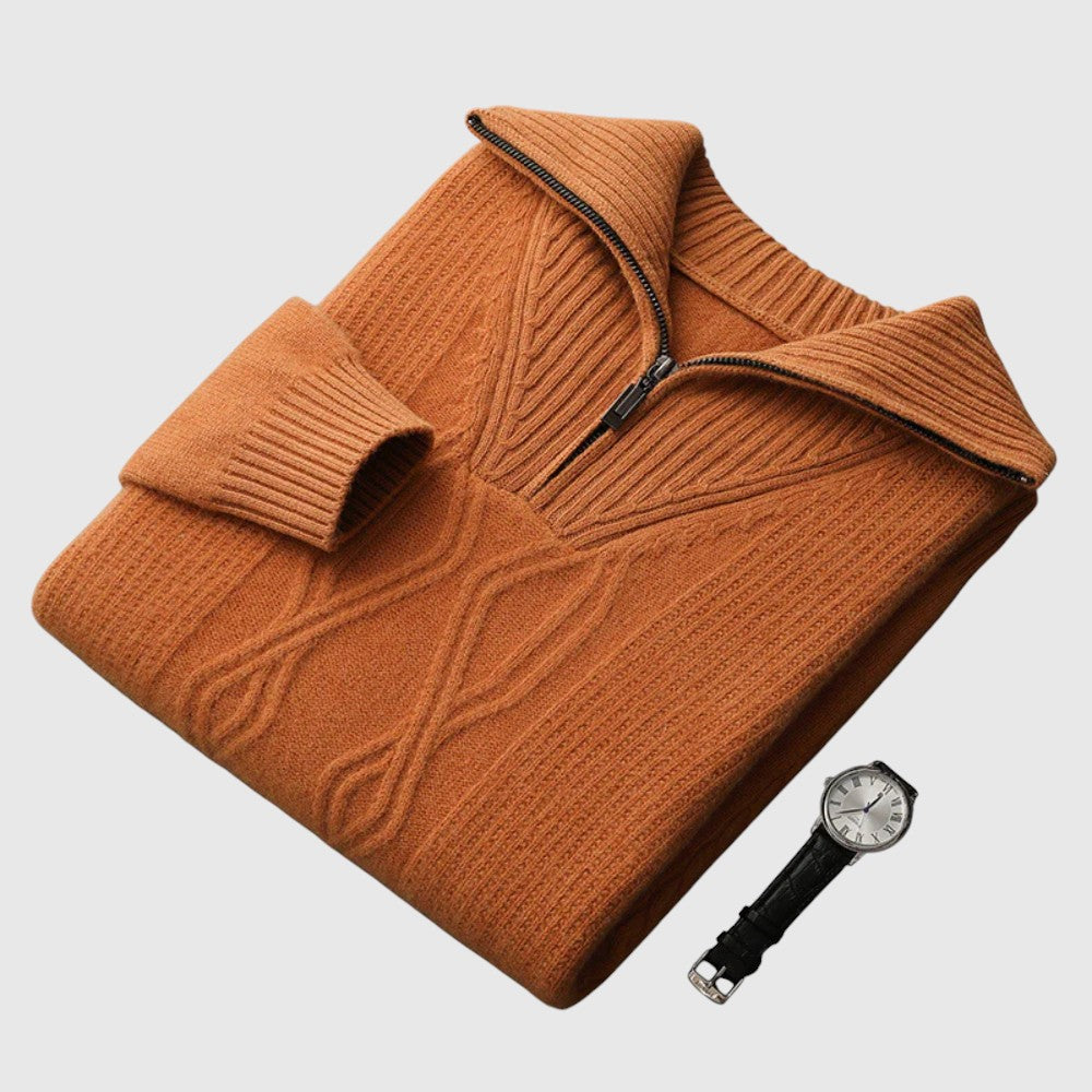 Farkas | Merinógyapjú cipzáros ferfi pulóver