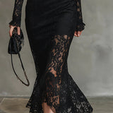 Elmont | Magas nyakú csipkés maxi ruha