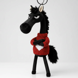 Merész ló - Fekete és piros szívvel kulcstartó