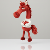 Merész ló - Piros és fehér szívvel kulcstartó