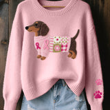 Naoni | Női kényelmes pulóver tacskó mintával az egyedi stílusért