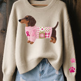 Naoni | Női kényelmes pulóver tacskó mintával az egyedi stílusért