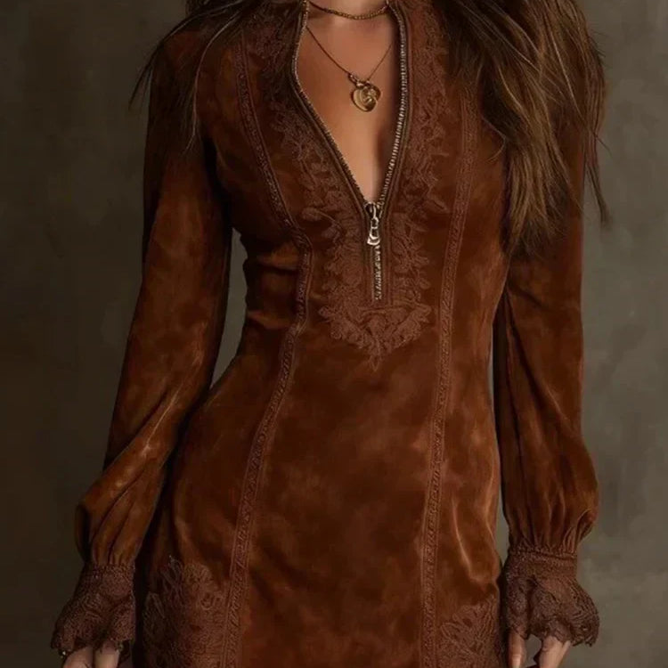 Eve | Elegáns velúr csipkés ruha