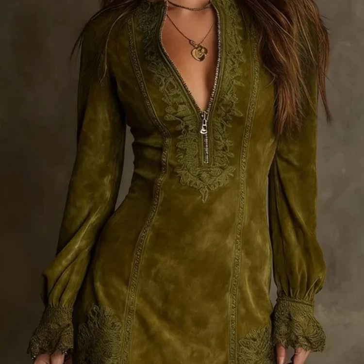 Eve | Elegáns velúr csipkés ruha