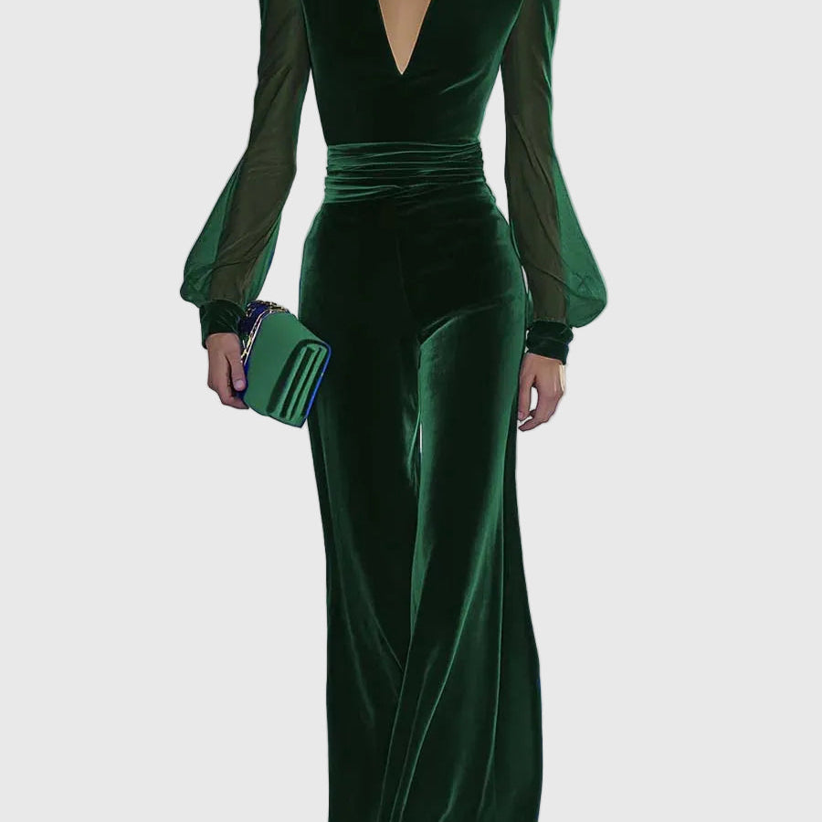 Sabrina | Bársony overál sifon ujjakkal