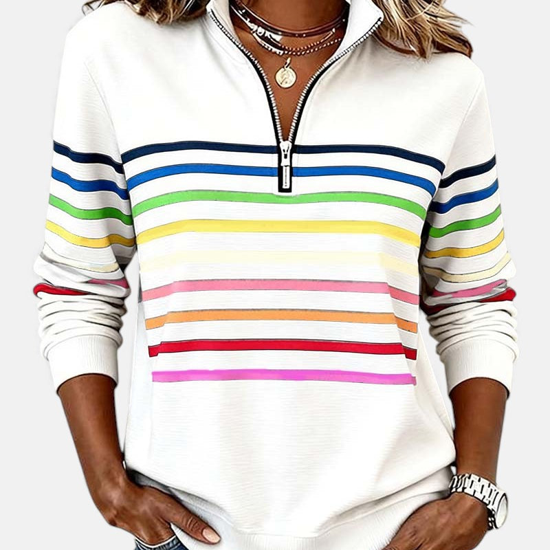 Bécs | Szivárványcsíkos cipzáras pulóver