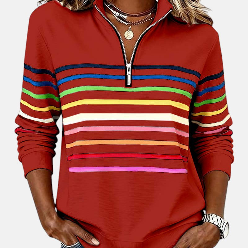 Bécs | Szivárványcsíkos cipzáras pulóver