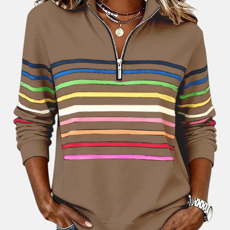 Bécs | Szivárványcsíkos cipzáras pulóver